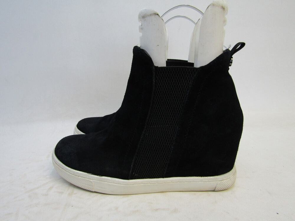 Steve Madden Womens Sz 10 M Black Suede Hidden Wedge Boots Sneakers Shoes